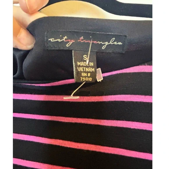 City Triangles Black with Pink Stripe Bodycon Dress Women Small Barbie - Picture 3 of 8